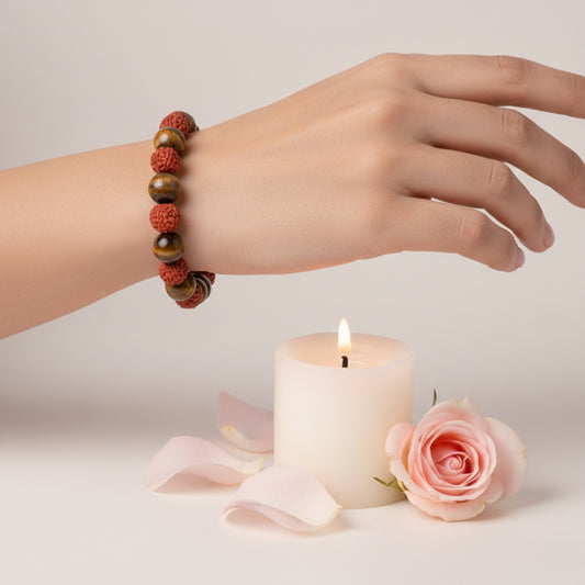 Tiger Eye with Rudraksha