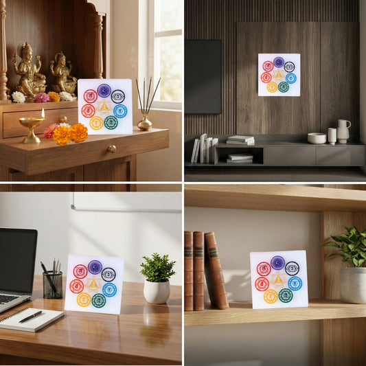 7 Chakra Selenite Plate