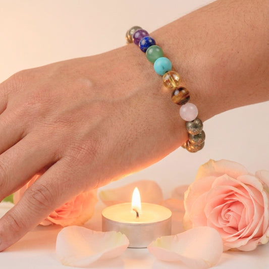 7 Chakra With Pyrite Bracelet