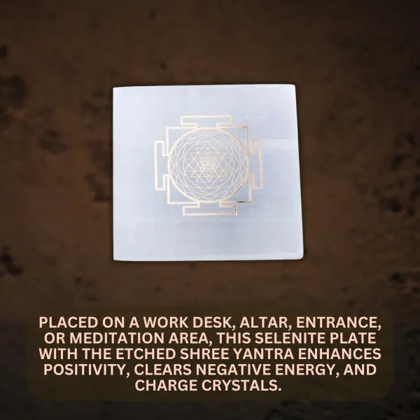 Shree Yantra Square Selenite Plate