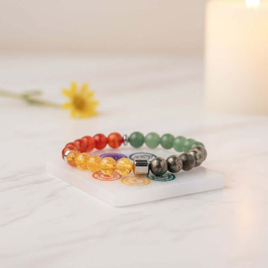 7 Chakra Selenite Plate