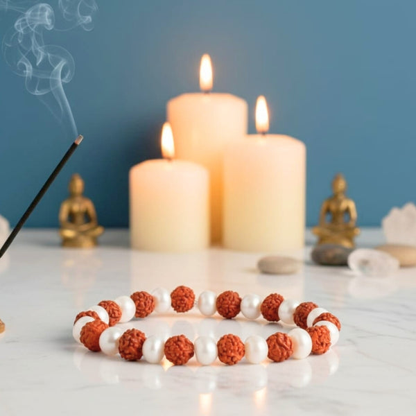Rudraksha with Pearl Bracelet