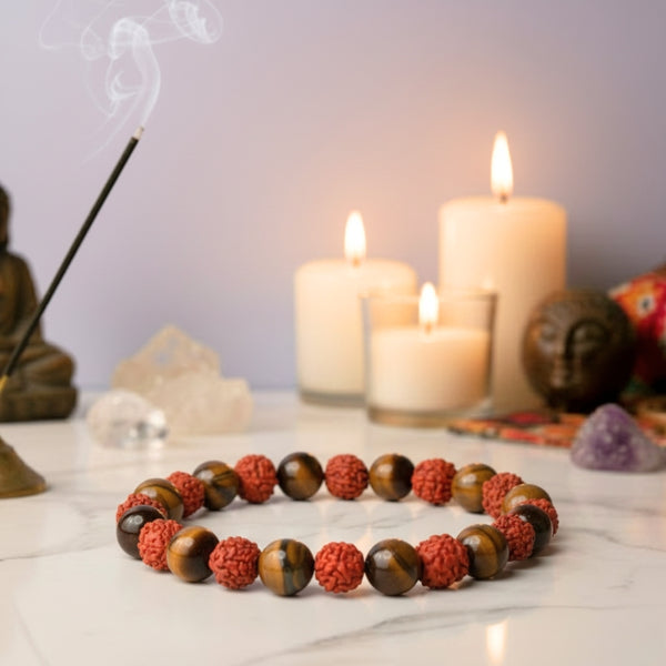 Tiger Eye with Rudraksha