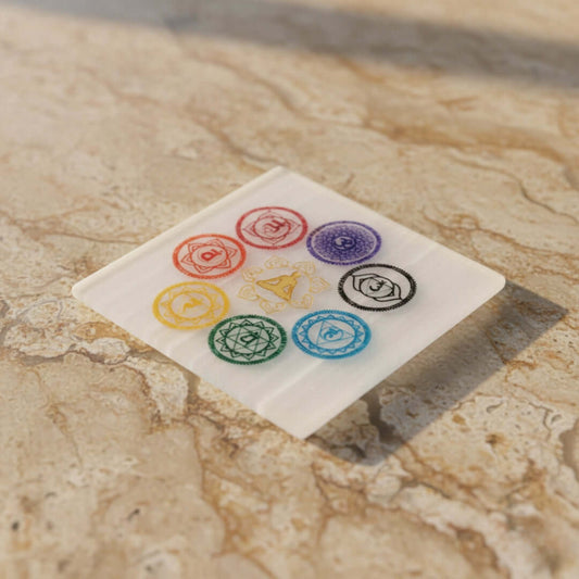 7 Chakra Selenite Plate