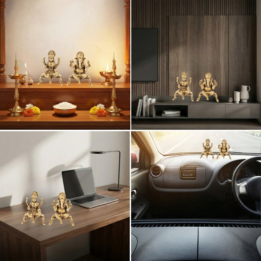 Brass Lakshmi-Ganesh Ji Idol Set