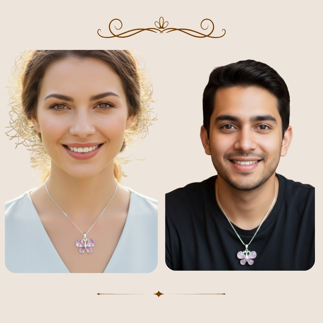 ROSE QUARTZ BUTTERFLY PENDANT