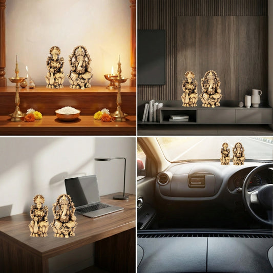 Brass Lakshmi-Ganesh Ji Idol Set (Small)