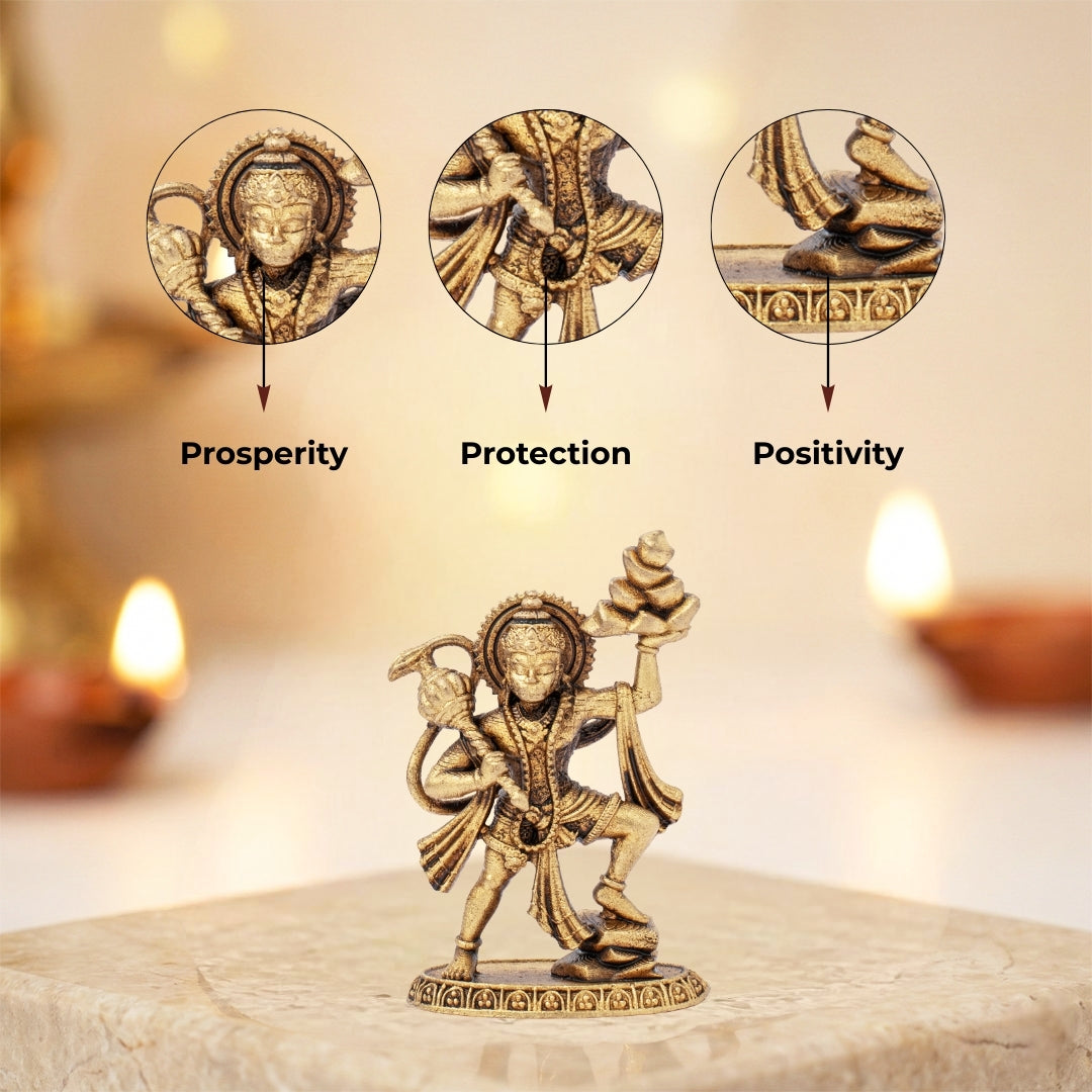 Brass Parvat Hanuman Ji Idol