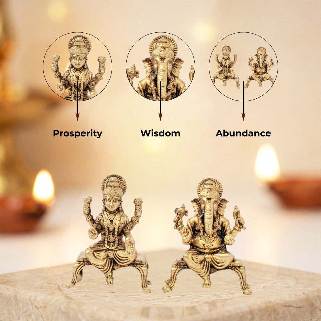 Brass Lakshmi-Ganesh Ji Idol Set