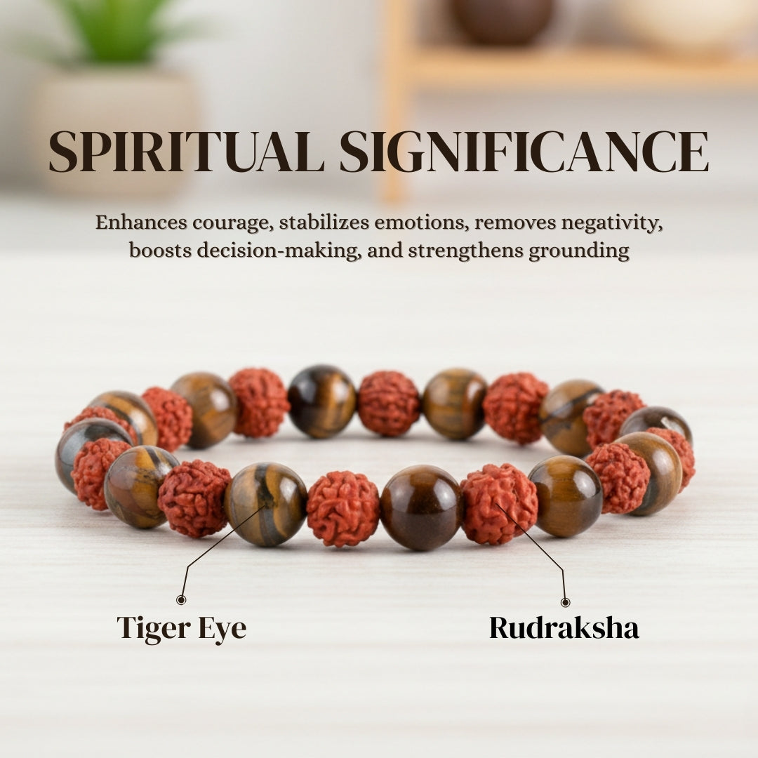 Tiger Eye with Rudraksha