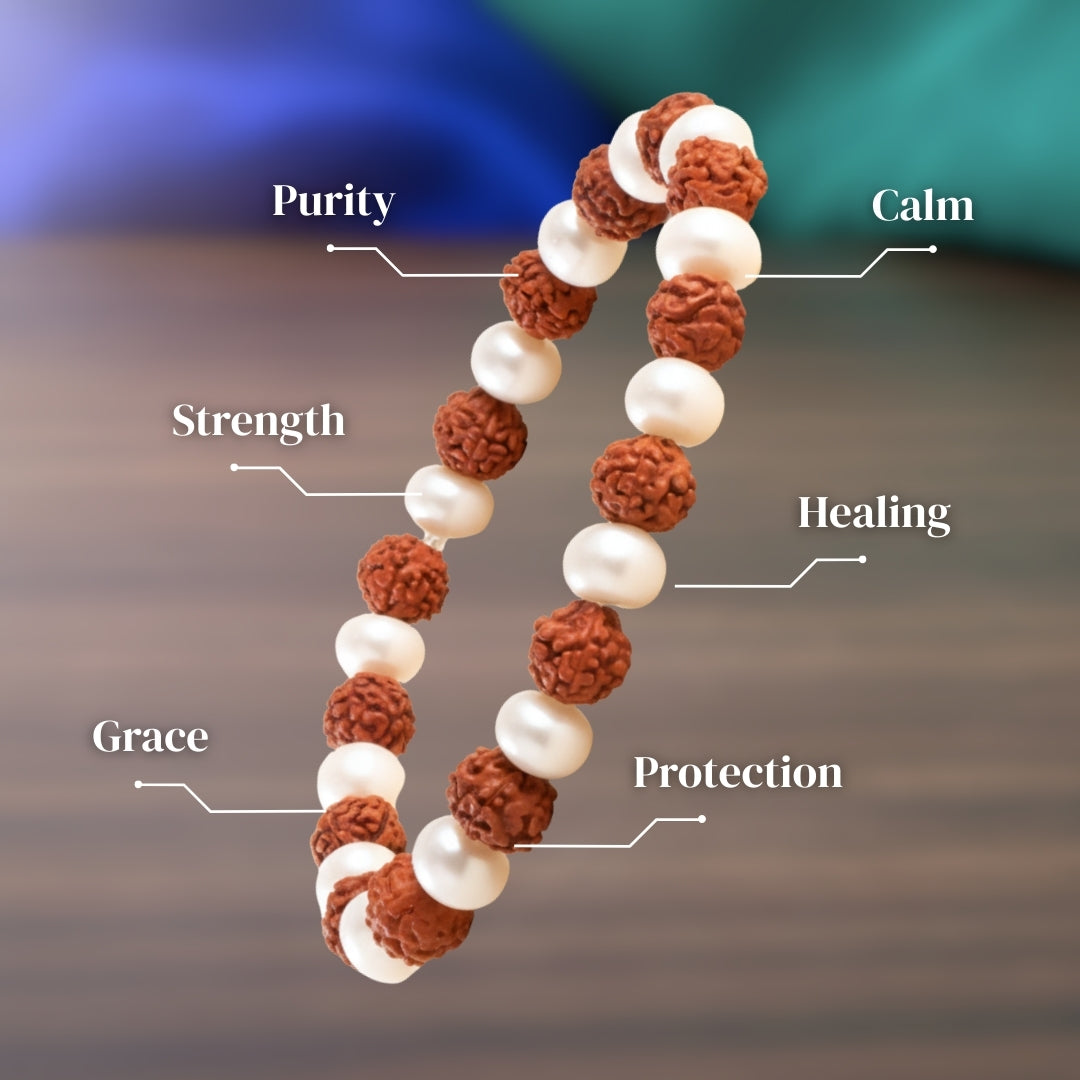 Rudraksha with Pearl Bracelet