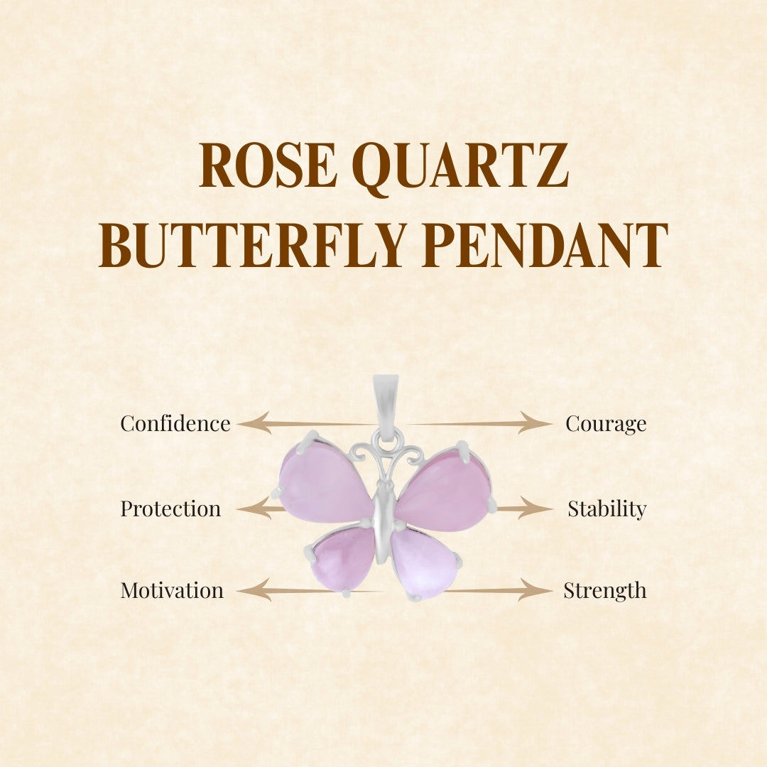 ROSE QUARTZ BUTTERFLY PENDANT