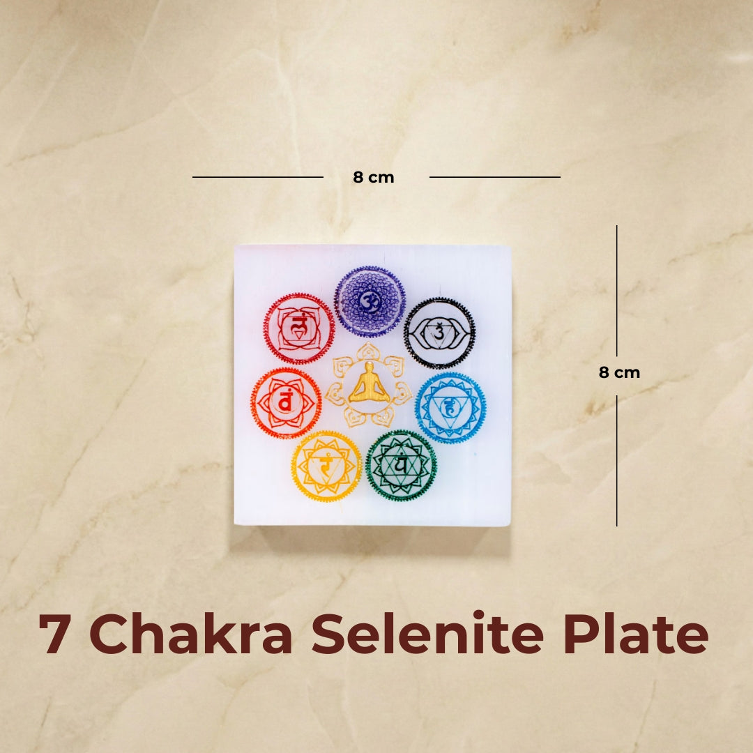 7 Chakra Selenite Plate