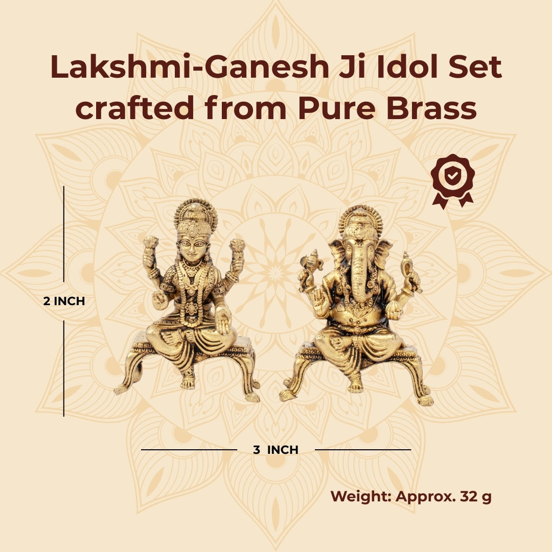 Brass Lakshmi-Ganesh Ji Idol Set
