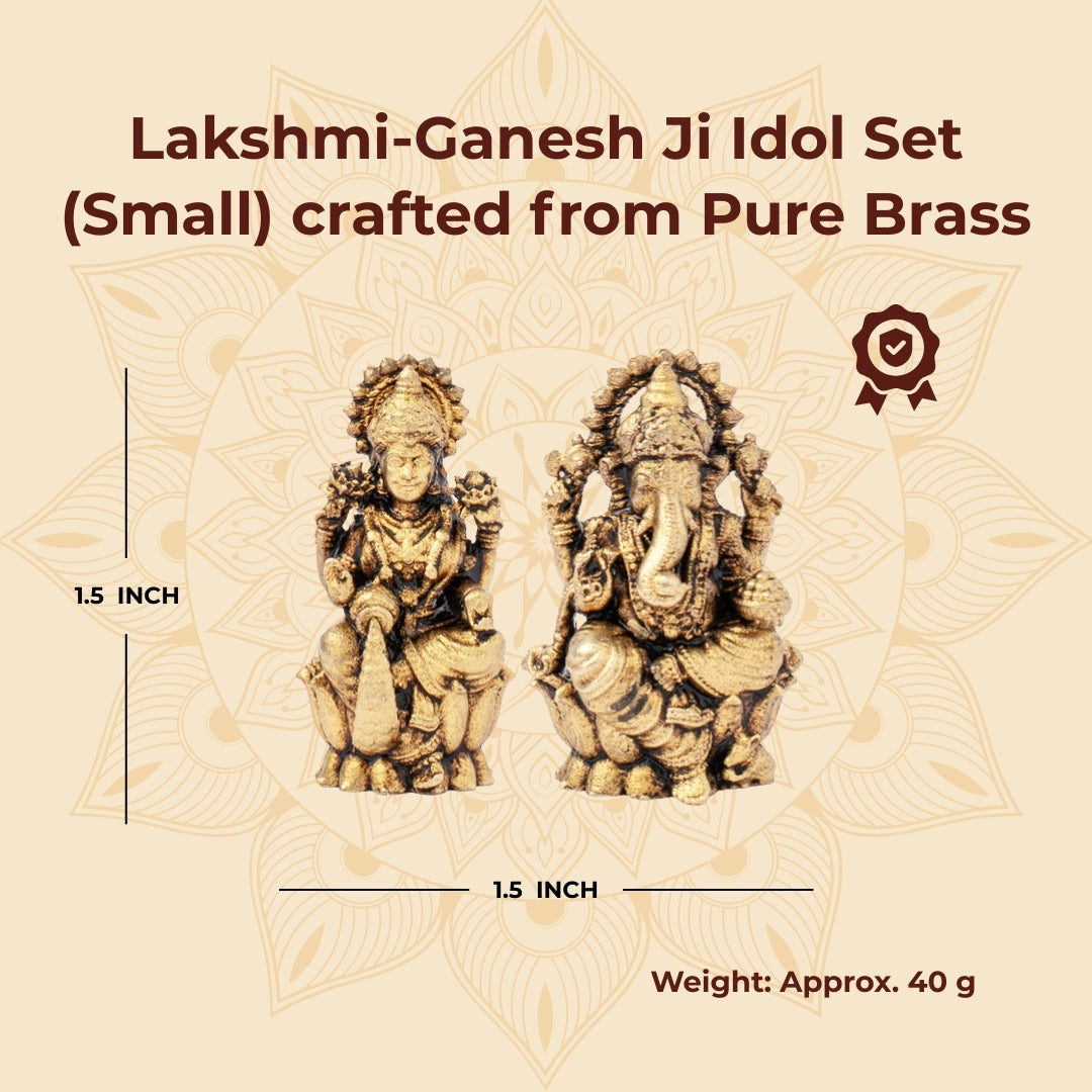 Brass Lakshmi-Ganesh Ji Idol Set (Small)