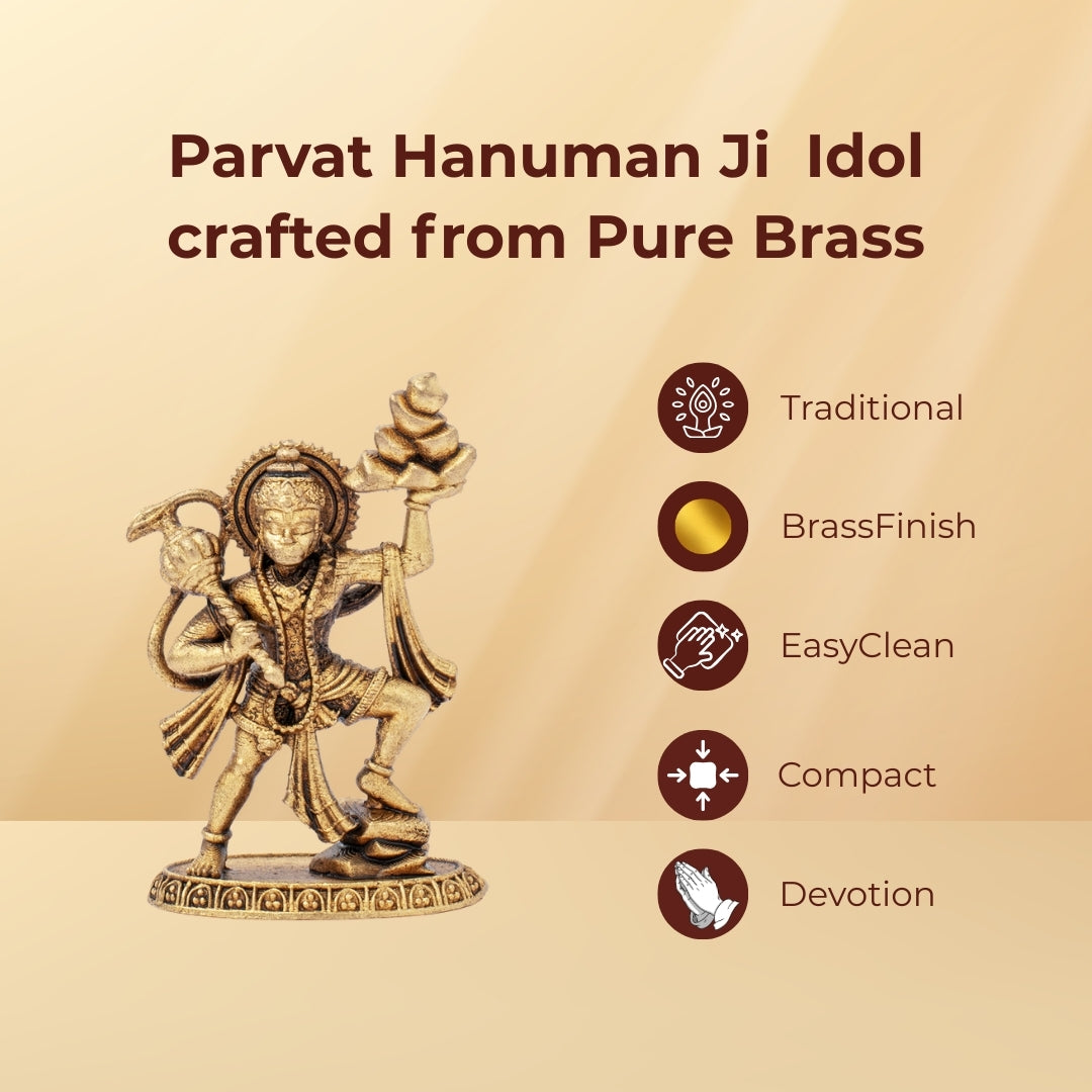 Brass Parvat Hanuman Ji Idol