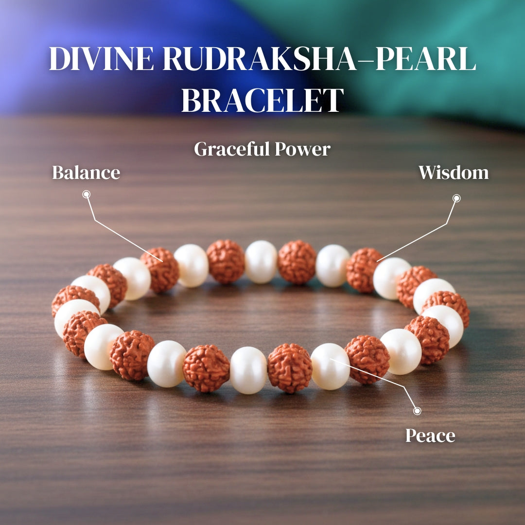 Rudraksha with Pearl Bracelet