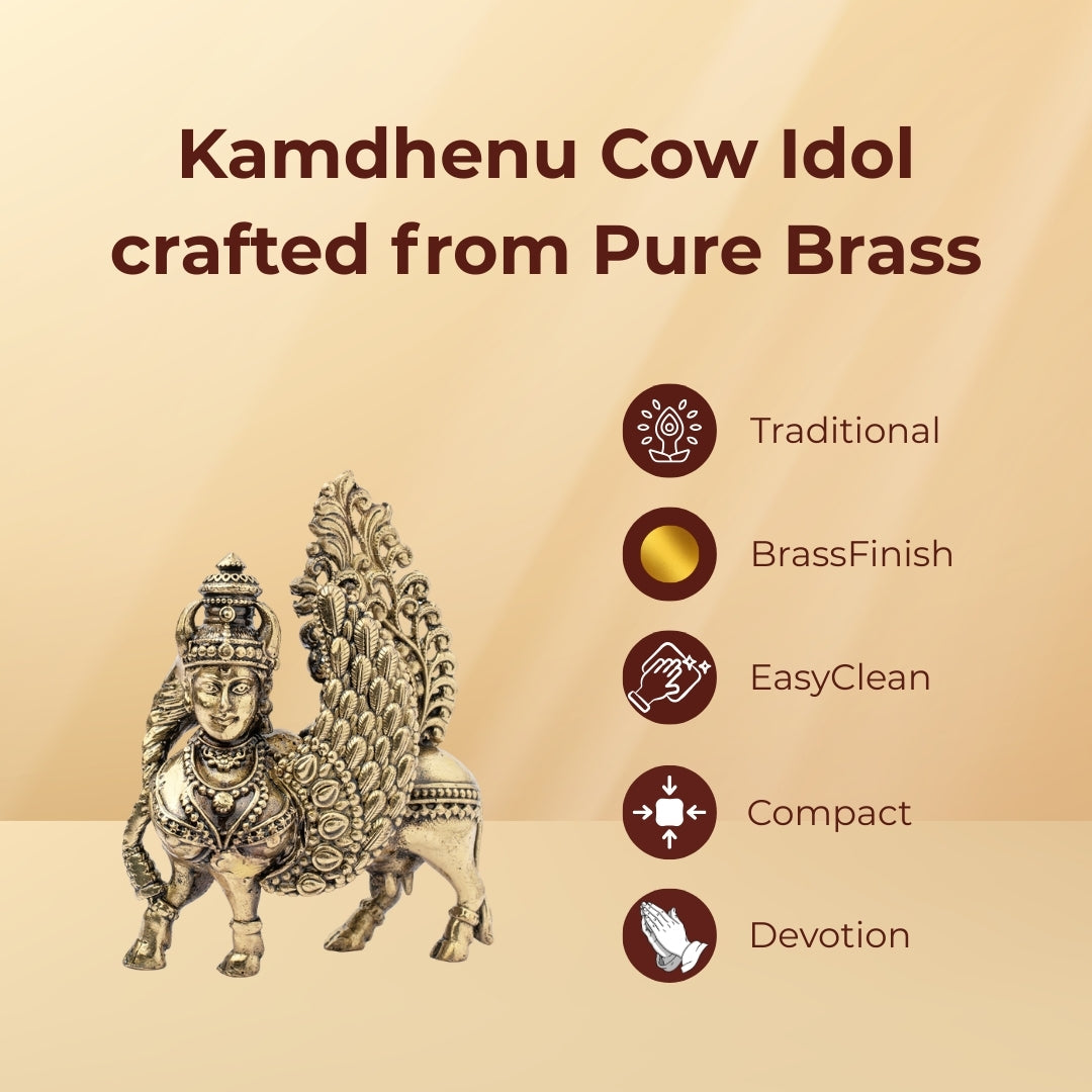 Brass Kamdhenu Cow Idol