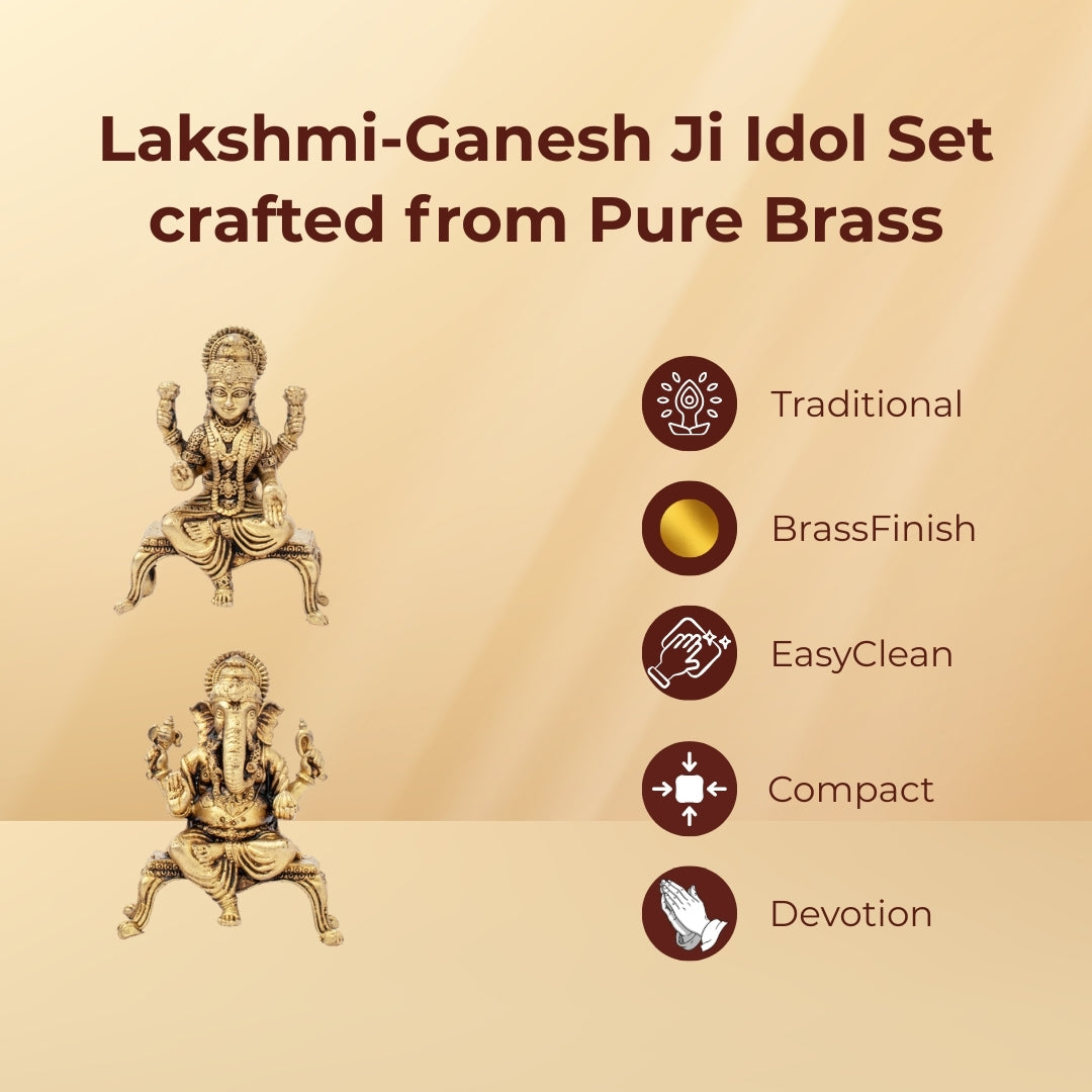 Brass Lakshmi-Ganesh Ji Idol Set