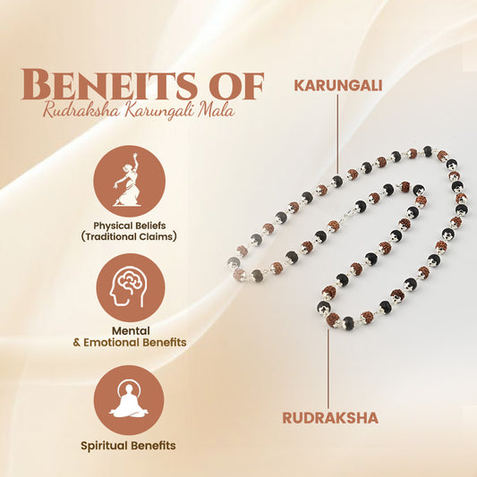 Silver Capped Karungali & Rudraksha 54 Beads Mala