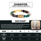 Dhan Yog Magnet Bracelet size chart showing different sizes and wrist measurements for a perfect fit.