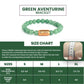 Magnet Green Aventurine Bracelet size chart showing wrist circumference and bracelet length specifications.