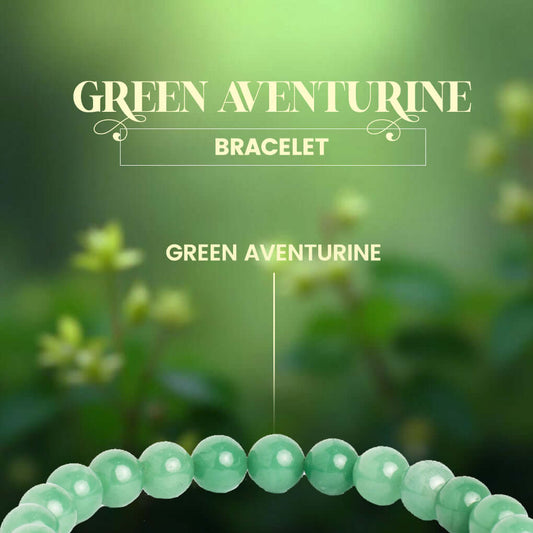 Magnet Green Aventurine Bracelet featuring natural green aventurine beads with a soft-focus green background.