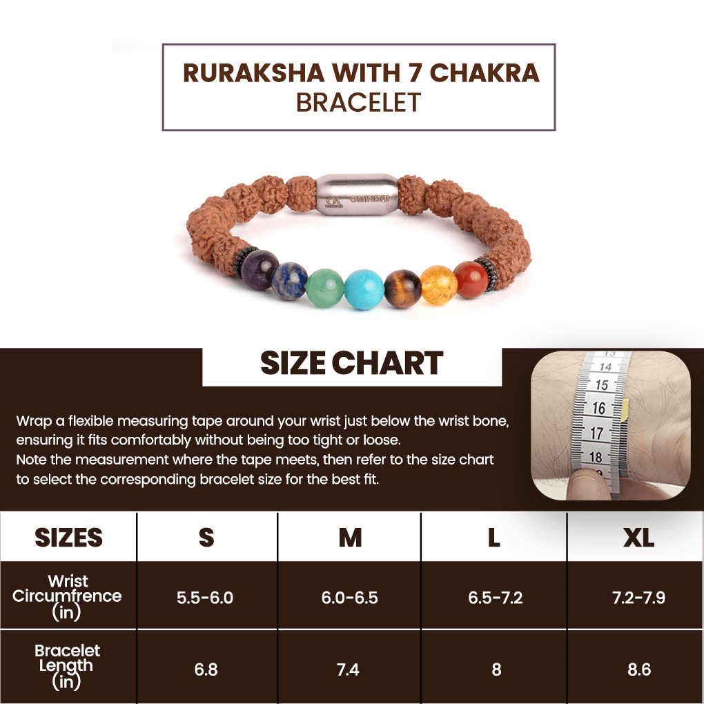 7 chakra rudraksha bracelet size chart and measurement guide for perfect fit