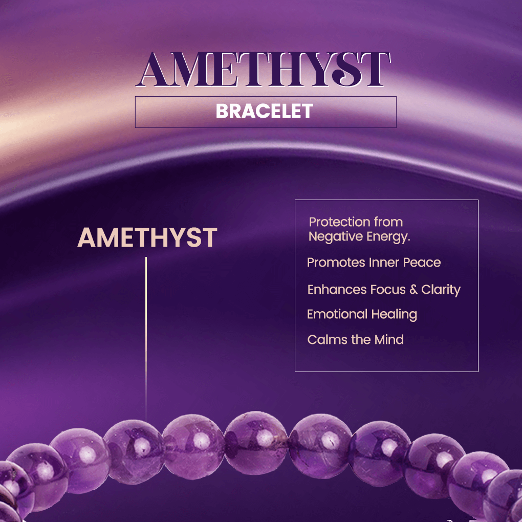 Magnet Amethyst Bracelet showcasing amethyst beads with benefits like emotional healing and protection from negative energy.