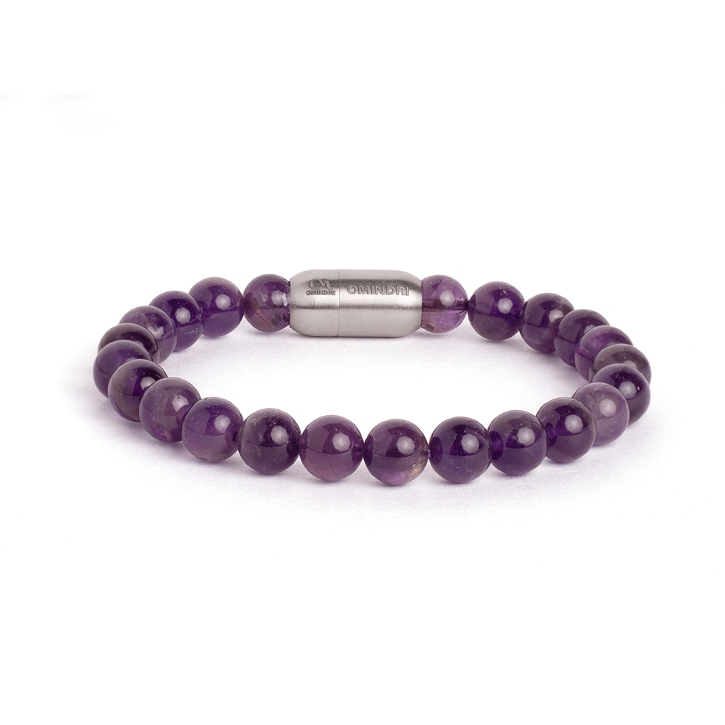 Magnet Amethyst Bracelet featuring natural amethyst gemstone beads in deep purple, designed for elegance and calm confidence.