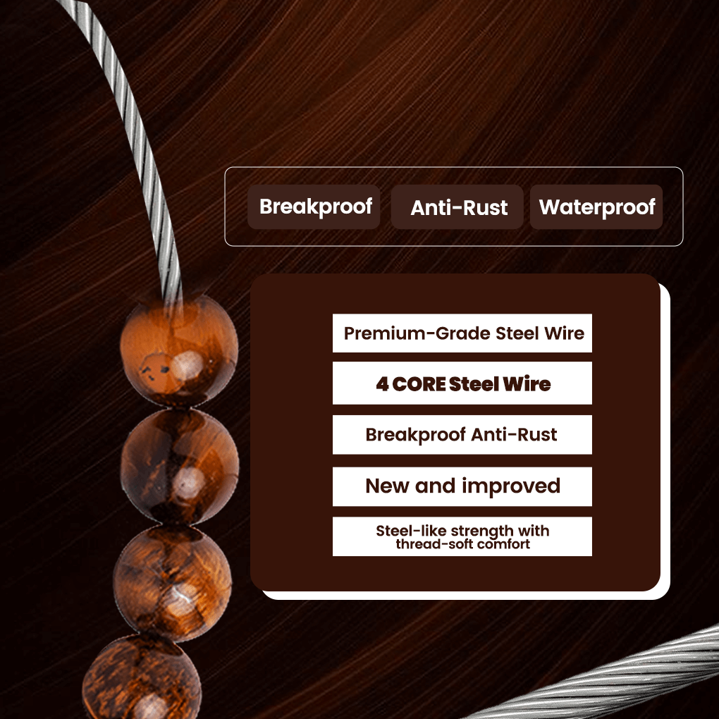 magnetic tiger eye bracelet with premium-grade steel wire, showcasing breakproof and anti-rust features.