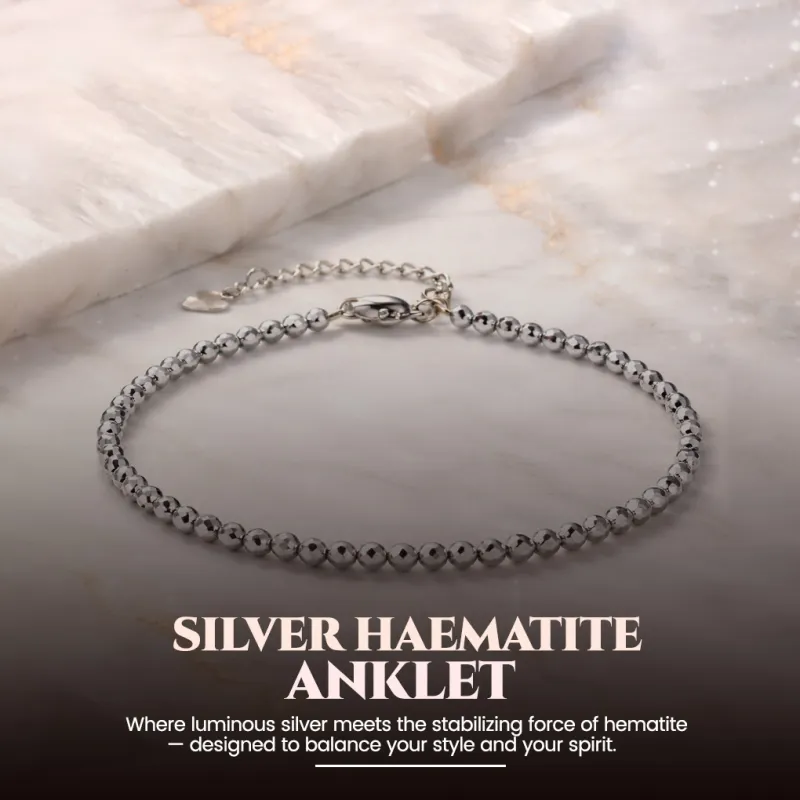 Silver Hematite Stone Anklet