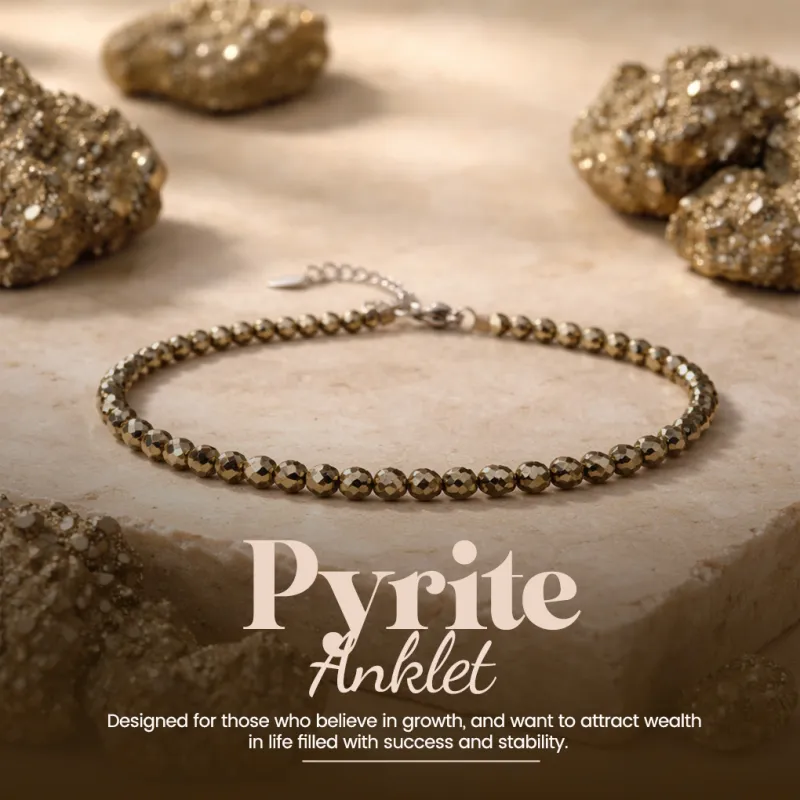 Money Magnet Raw Pyrite Stone Anklet