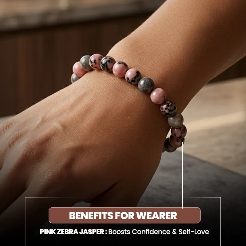 Pink Zebra Jasper Natural Stone Bracelet