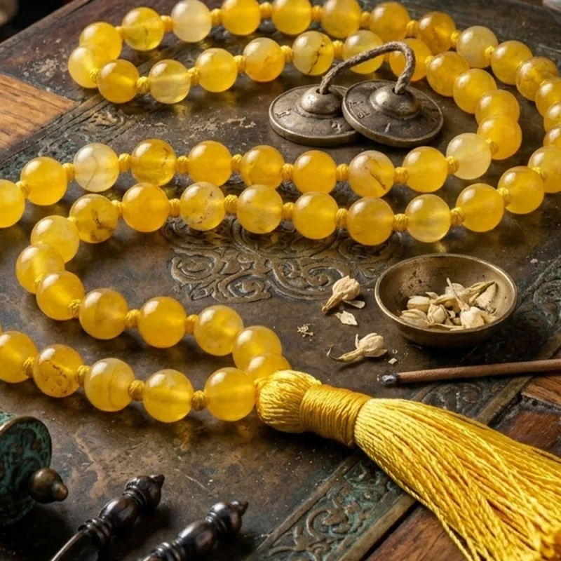 Yellow Hakik - Yellow Agate Mala