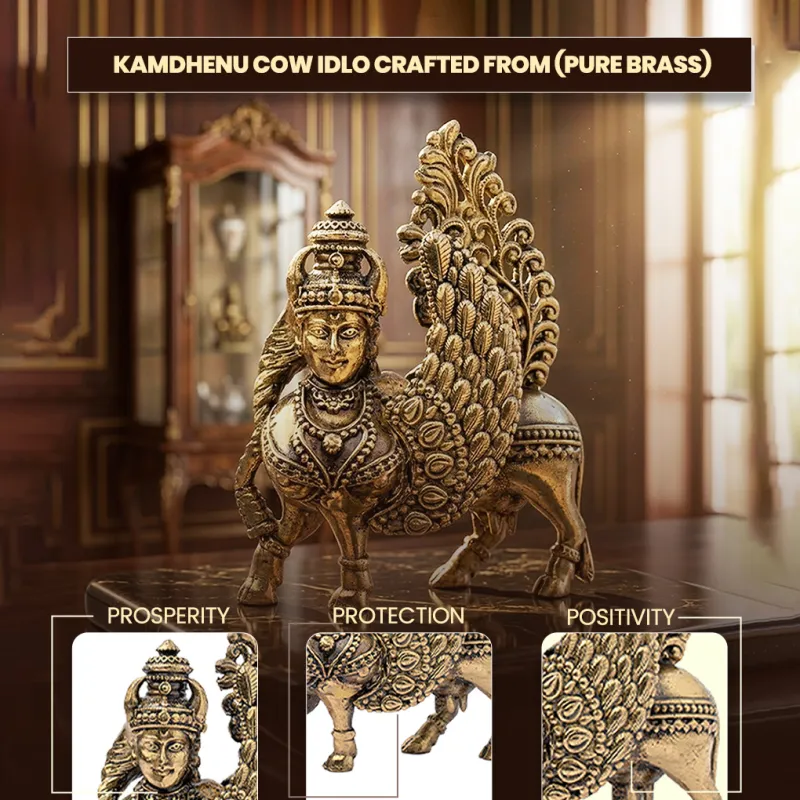 Kamdhenu Cow Pure Brass Idol